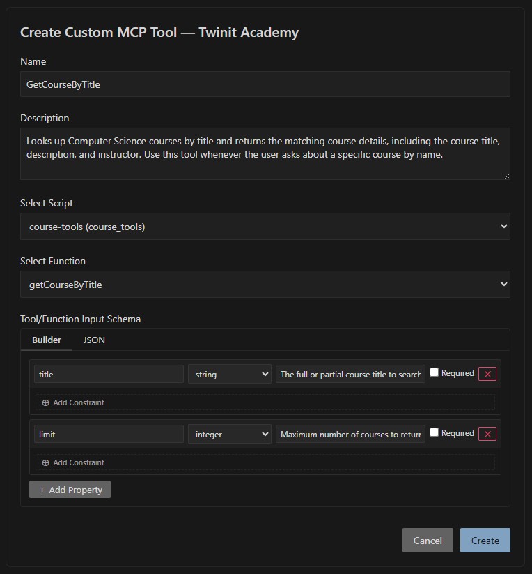 configured custom mcp tool